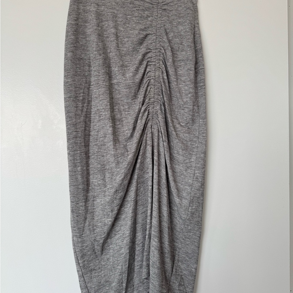 Stradivarius gray midi/maxi skirt with ruching